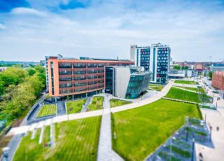 A birdseye view of the De Monfort University (DMU) campus. DMU is a CTH university partner.